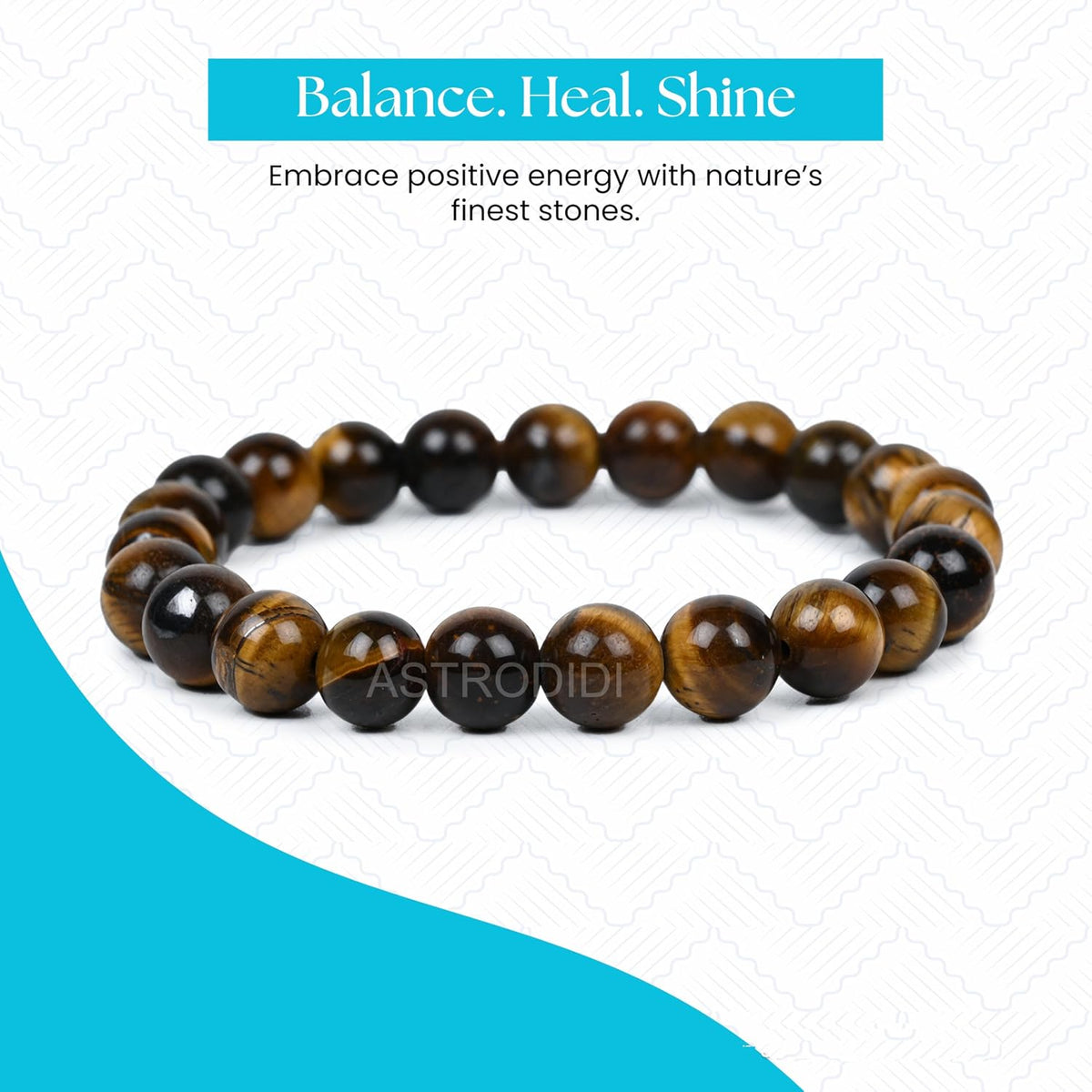 ASTRODIDI Natural Certified Tiger Eye Stone Bracelet for Men and Women | Golden-Brown | Confidence, Protector, Will Power and Prosperity | Original Reiki Feng-Shui Healing Crystal Gemstone Bracelet