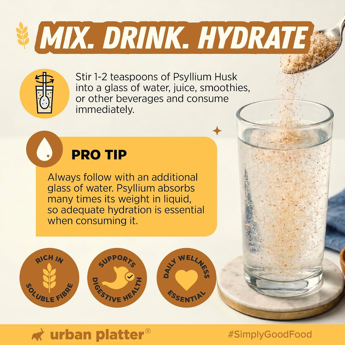 Urban Platter Isabgol, 150g (Whole Psyllium Husk, Rich in Dietary Fiber, Supports Digestive Health, Nature's Soluble Fiber)