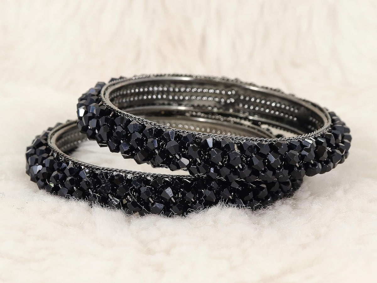 NMII Metal with Pearls Bangles Bracelet Set For Girls & Women I Pack of 2 Bangle