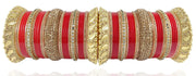 NMII Traditional Gold Plated Acrylic Bangles Bridal Chuda Set For Women & Girls with Zircon Diamond & Pearls Beads Work | Royal Wedding Chudas | Premium Look | Bangles For Wedding, Festive, Function