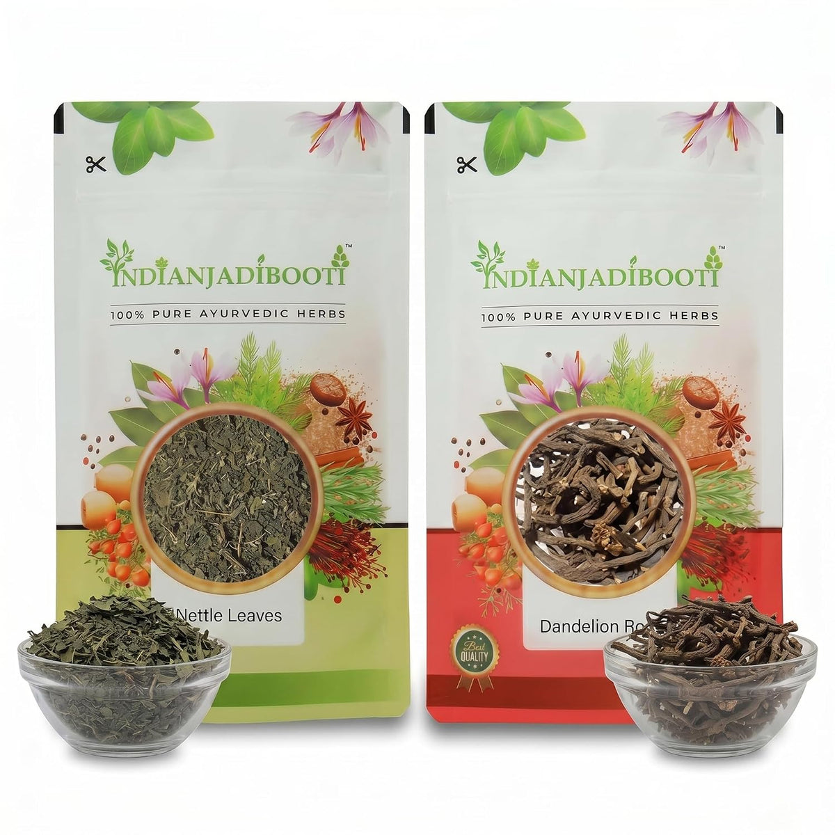 IndianJadiBooti Elite Detox Bundle: Nettle Leaves & Dandelion Root – Promotes Superior Filtration, Nutrient Density & Systemic Balance – 250gm Pack
