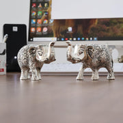 KridayKraft Elephant showpiece Figurine Small Size Statue Silver Polish 2 pcs Set for Enhance Your Home,Office Table Decorative & Gift Article,Animal Showpiece Figurines...