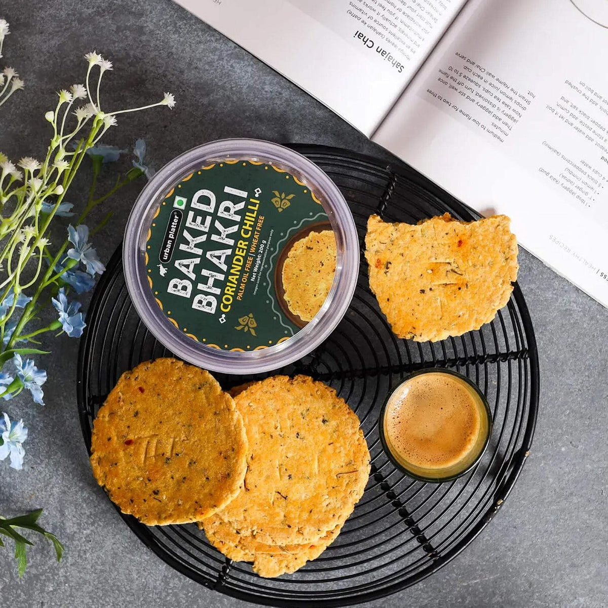 urban platter Baked Coriander Chilli Bhakri, 200gm (Wheat Free, Traditional Gujarati Snack)