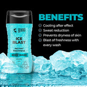 Beardo Ice Blast Body Wash 200ml , Ice Blast Perfume Roll On 50ml & Ice Blast Face Wash 100ml | Refreshing Menthol Cooling Instant Icy Cool Freshness Body Wash ,Roll on & Facewash | Summer Kit for Men | Set of 3