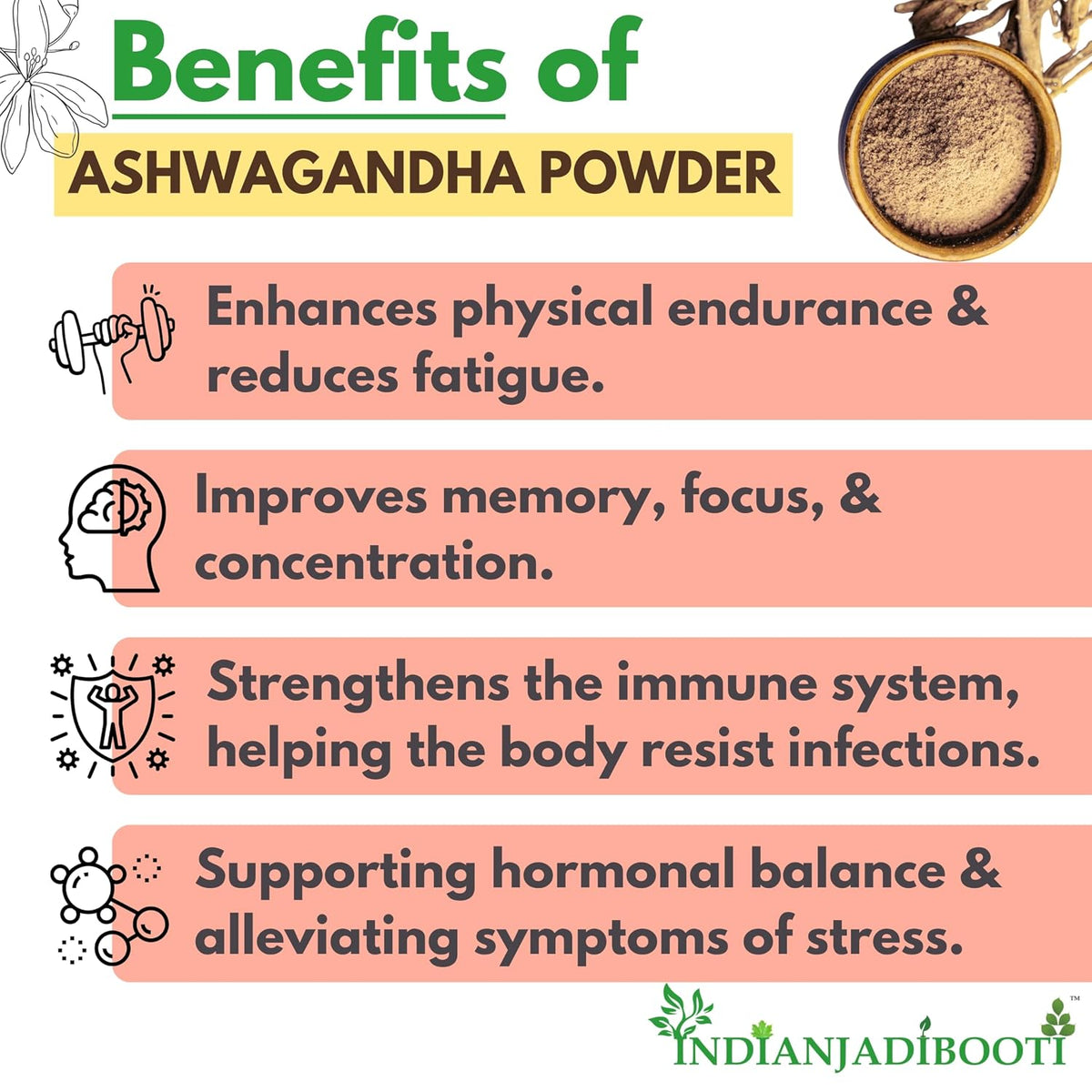 IndianJadiBooti Ashwagandha Powder - Ashvagandha Powder - Asgandh Nagori - Withania somnifera, 100 Grams