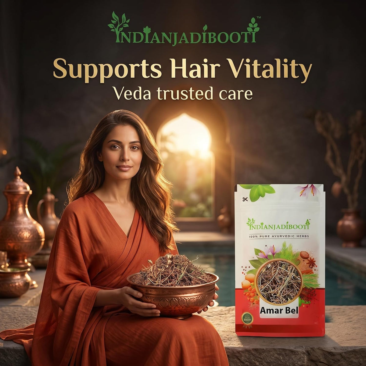 IndianJadiBooti Pure Amar Bel (Cuscuta Reflexa) | Raw Akash Bel Golden Vine for Hair Vitality, Scalp Nourishment & Systemic Detox