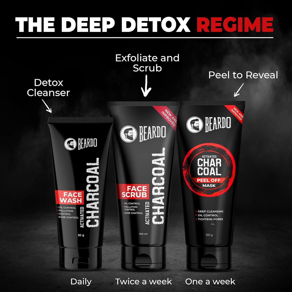 Beardo Activated Charcoal Face Wash for men, 50ml | For Deep Pore Cleaning and Removes Dirt | face wash for acne and pimples | face wash for oily skin
