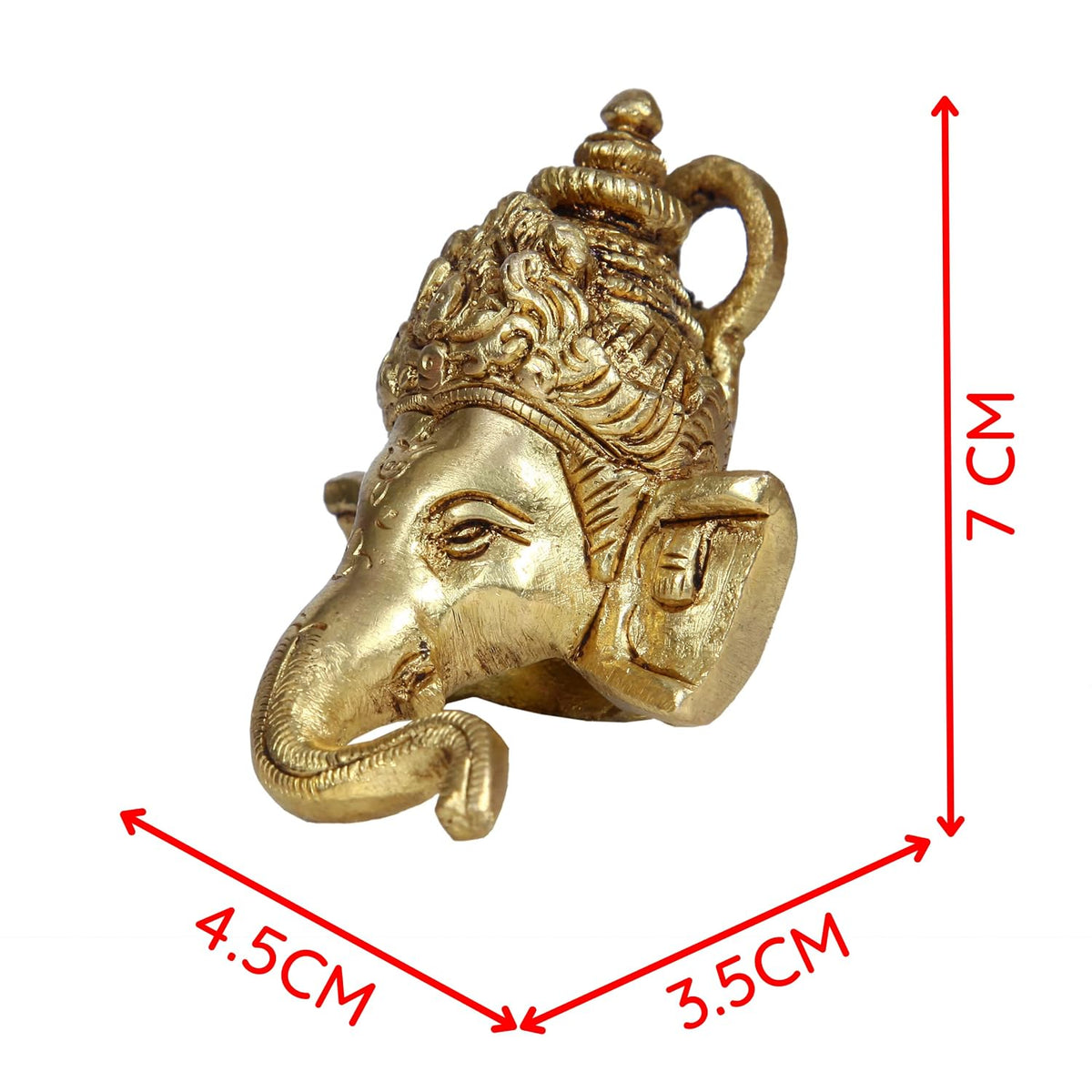 Aalayam Selveer Brass Wall Hanging Ganesha Face | Brass Ganesha Idol Wall Hanging 7 CM Height 170g Brass Gold Colour 1 No