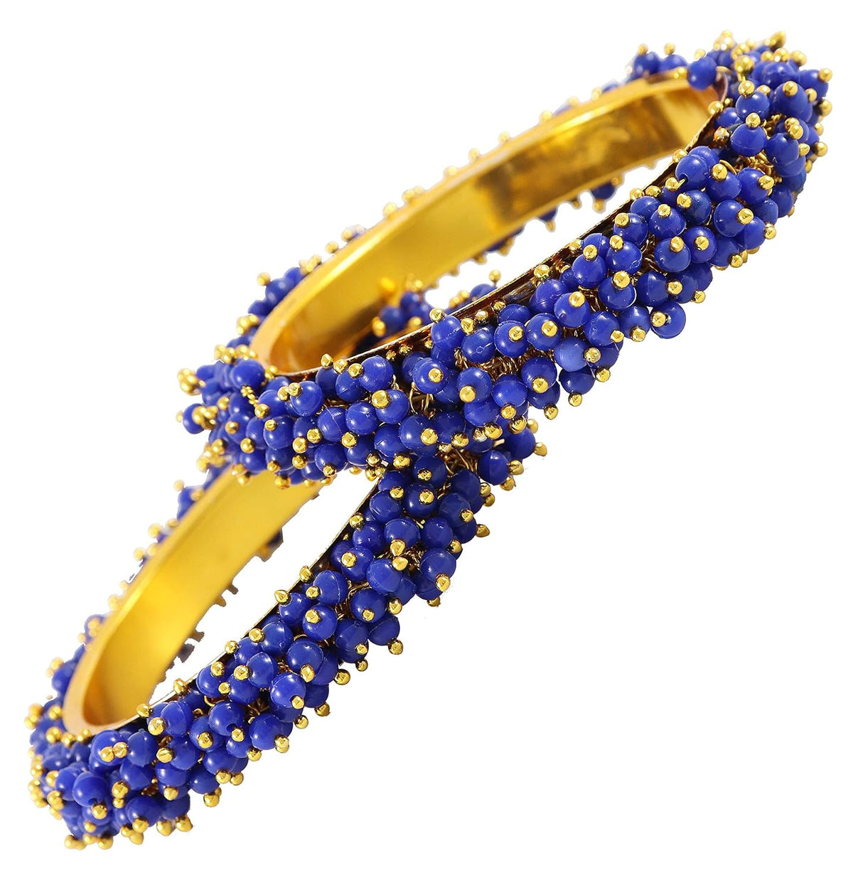 NMII Non-Precious Metal Base Metal with Pearl Studded worked Glossy Finished Kada Set For Women and Girls