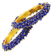 NMII Non-Precious Metal Base Metal with Pearl Studded worked Glossy Finished Kada Set For Women and Girls