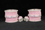 NMII Traditional Metal with Zircon Stone & Bells Jhumka Latkan Bangles For Women & Girls | Stylish Bangles Set with Latkan For Wedding | Women's Bangles | Chuda Set For Bridal- Set of 38