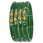 NMII Stylish Glass Kada Set Studded with Zircon Gemstone & Beads for Women & Girls