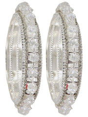 NMII Alloy Metal Pearls & Diamond Stone Traditional Bangles Set For Women & Girls | Designer Bridal, Fancy Party, Wedding, Occasion Jewellery | Bangles Kada For Women Stylish | Set of 2