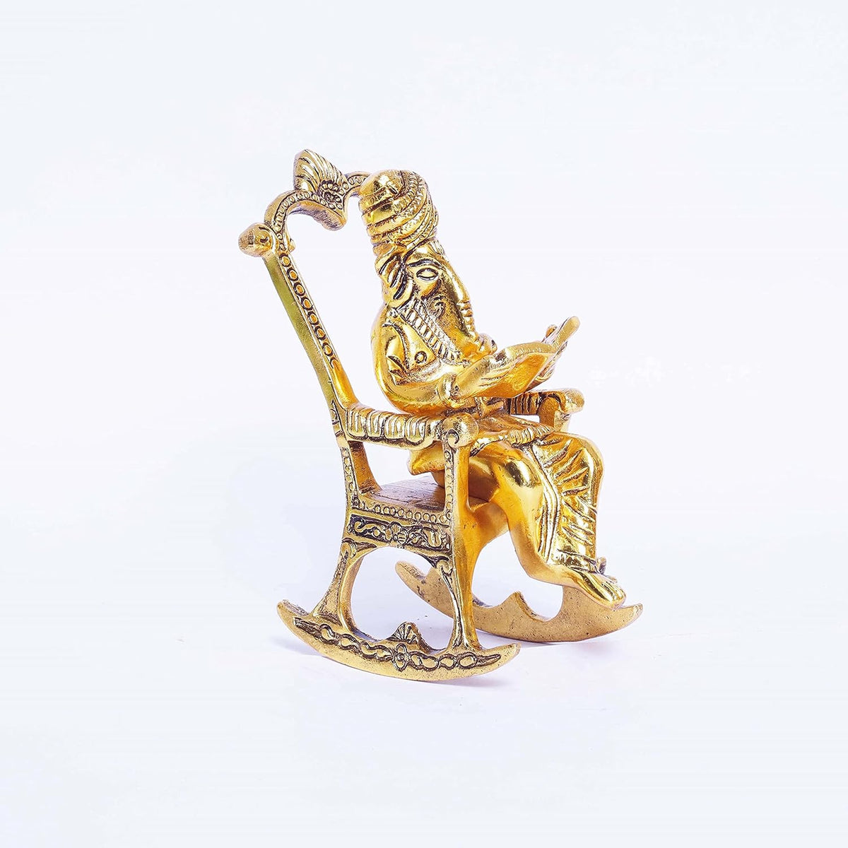 KridayKraft Metal Chair Ganesh ganpati Idol with Reading Ramayan Home Decoration and Gifts for Your Love Once
