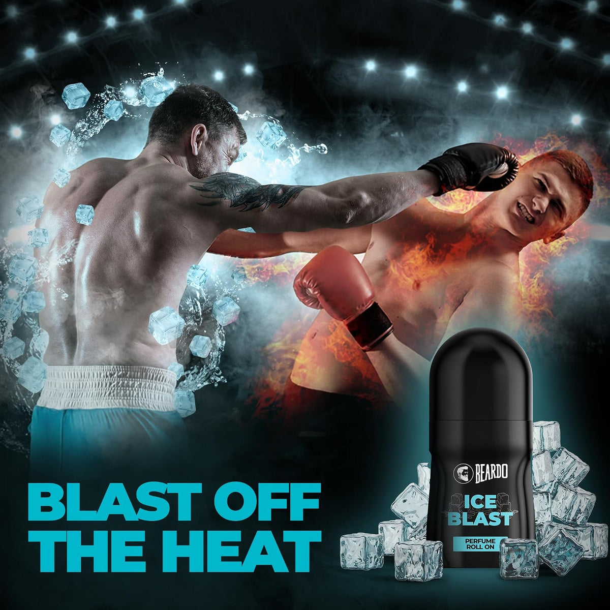 Beardo Ice Blast Perfume Roll-On, 50ml for Men | Long-Lasting Menthol Freshness with Musk & Woody Notes | Perfumed Antiperspirant for Odour Protection | No Sweat, Cooling Effect, All-Day Freshness