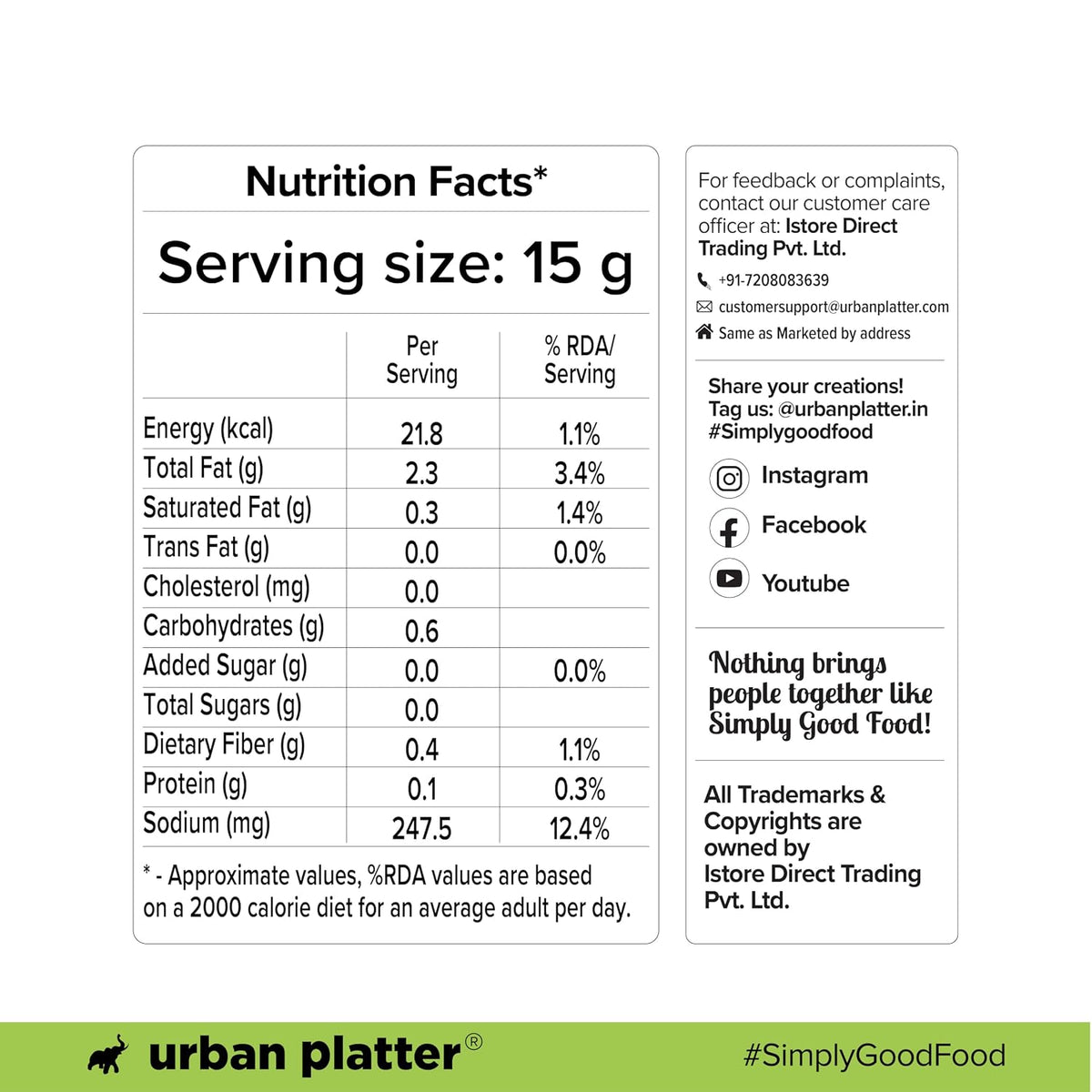 Urban Platter Pitted Green Spanish Olives, 430g (Whole & Seedless | Crisp & Tangy Mediterranean Flavour | Great for Salads, Mezze, Sandwiches & Snacking)