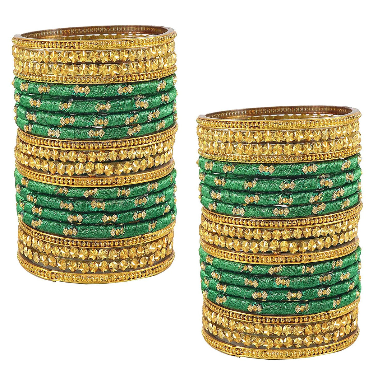 NMII Acrylic (Plastic) With Silk Thread & Beads Studded Worked Glossy Finished Kada Set For Women and Girls