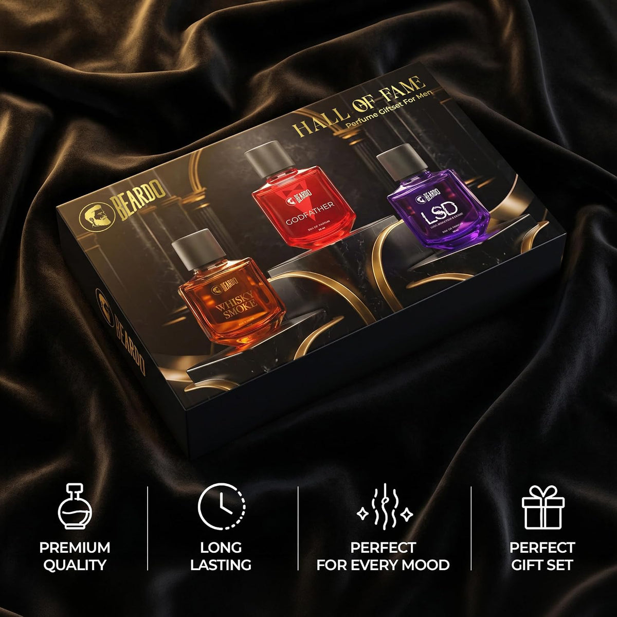 Beardo Hall Of Fame Perfume Giftset For Men | Fruity, Citrus, Woody | Eau De Parfum | Long lasting | 3x30ml | Perfume For Man | Gift For Men | Husband | Boyfriend
