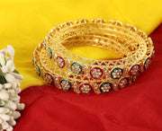 NMII Traditional Kundan Stone Work Metal Bangles For Women & Girls | Mirror Bangles | Bangles For Women Wedding, Party, Festival, Function | Women's Fashion Jewellery