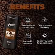 Beardo De-tan Har Roz Kit For Men (Set of 3) | Detan Face Wash & Detan Scrub & Detan Body Wash with Powerful Coffee Extract for Tan Removal | Hydrates & Exfoliates Men's Skin for Oil Control