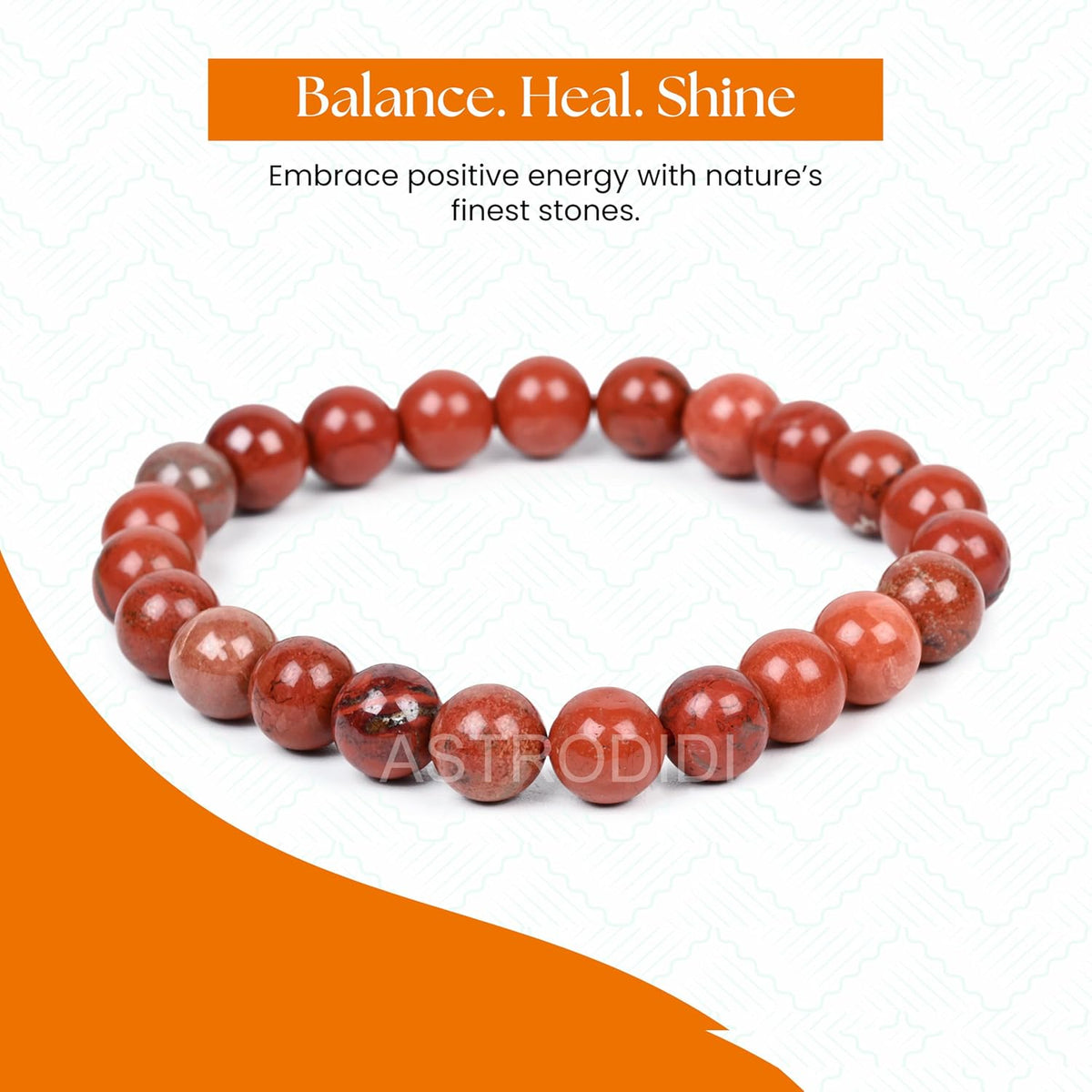 ASTRODIDI Natural Certified Red Jasper Stone Bracelet | Help to Improve Strength, Stability & Grounding Energy | Original Reiki Feng-Shui Healing Crystal Gemstone Bracelet for Men and Women