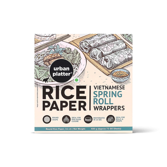 Urban Platter Round Rice Paper Sheets, 400g (Vietnamese Spring Roll Wrappers | Gluten Free | 16 cm Each | Easy to Roll | 80-85 Sheets per pack)