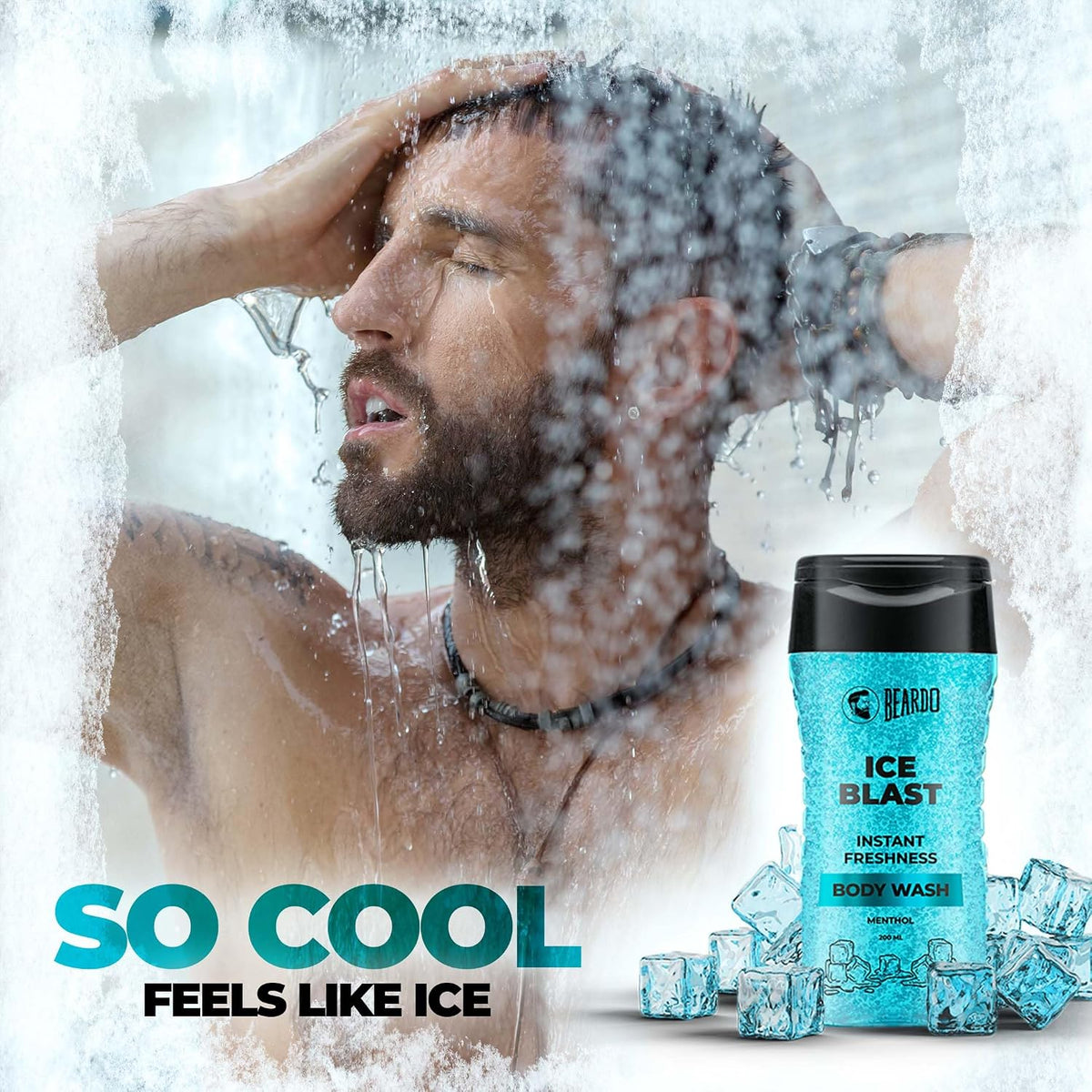 Beardo Ice Blast Body Wash 200ml , Ice Blast Perfume Roll On 50ml & Ice Blast Face Wash 100ml | Refreshing Menthol Cooling Instant Icy Cool Freshness Body Wash ,Roll on & Facewash | Summer Kit for Men | Set of 3