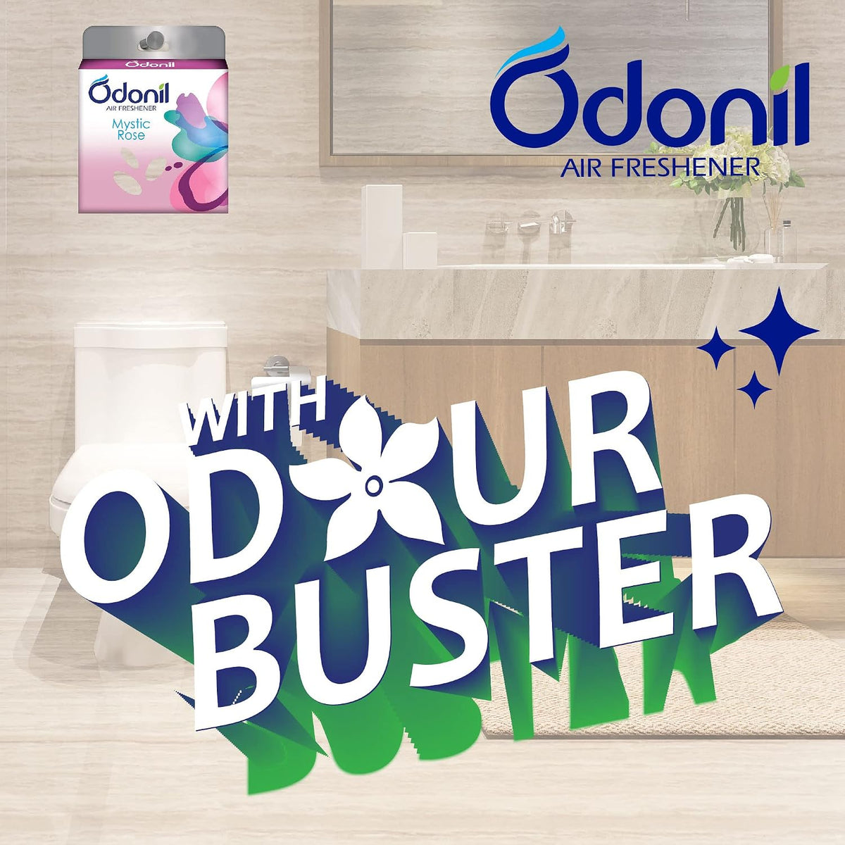 Odonil Bathroom Air Freshner Blocks Mixed Fragrances - 192g (48g*4) | Mixed Fragrances: Jasmine, Lavender, Orchid, Rose| Long Lasting Fragrance | Lasts upto 30 days (Pack of 2)