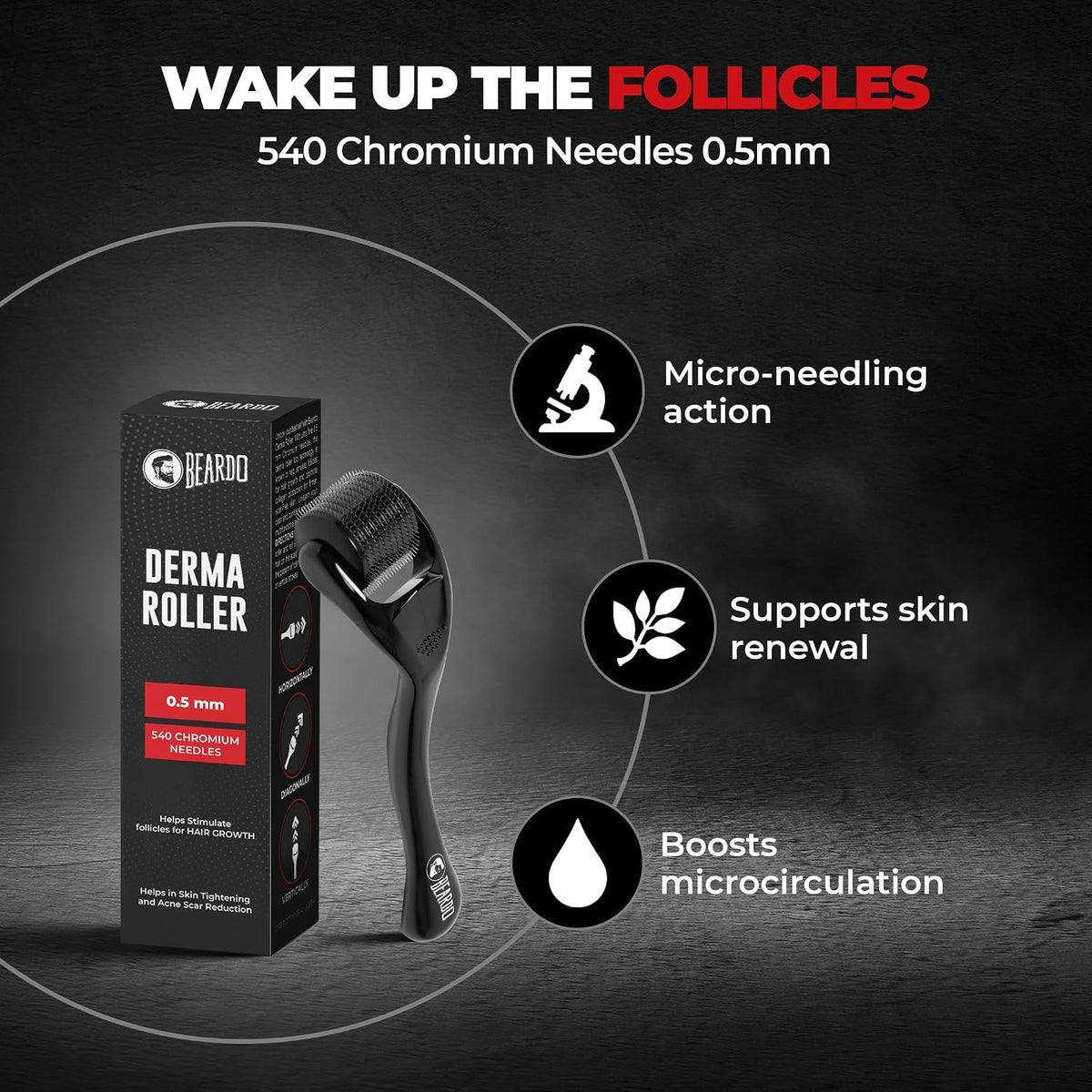 Beardo Moochwala Growth Combo for Men | Derma Roller + Moustache Growth Roll-On + Styling Tool | Helps Stimulate Hair Follicles | Supports Thicker, Fuller-Looking Moustache | Easy At-Home Moustache Care Kit
