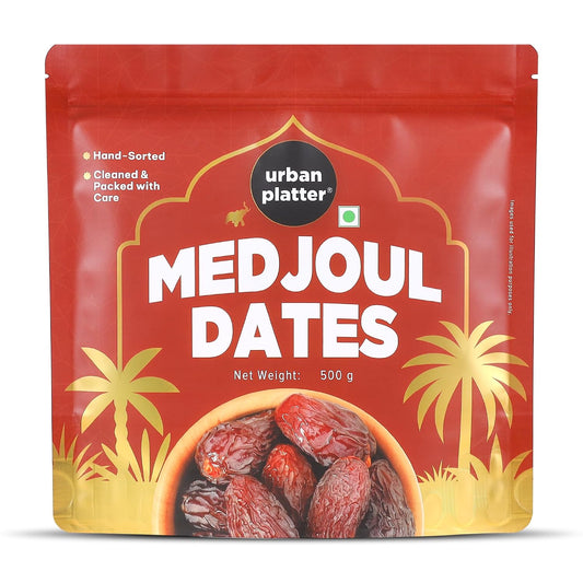 Urban Platter Medium Medjoul Dates, 500g (Hand-Sorted | Moist & Caramelly Texture | Perfect for Snacking & Gifting)