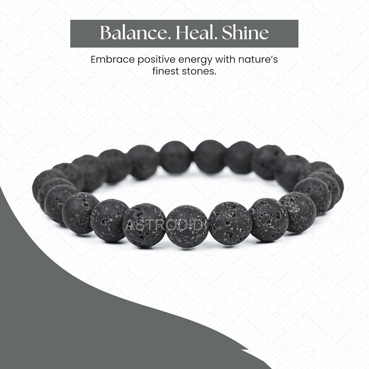 Astrodidi Natural Certified Black Lava Stone Bracelet for Help to Keeps You Grounded, Boosts your Strength and Calms Your Mind | Original Reiki Feng-Shui Healing Crystal Gemstone Bracelet for Men and Women