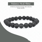 Astrodidi Natural Certified Black Lava Stone Bracelet for Help to Keeps You Grounded, Boosts your Strength and Calms Your Mind | Original Reiki Feng-Shui Healing Crystal Gemstone Bracelet for Men and Women