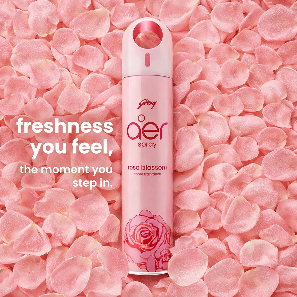 Godrej aer Spray | Room Freshener for Home & Office - Rose Blossom (180 ml) | Long-Lasting Fragrance