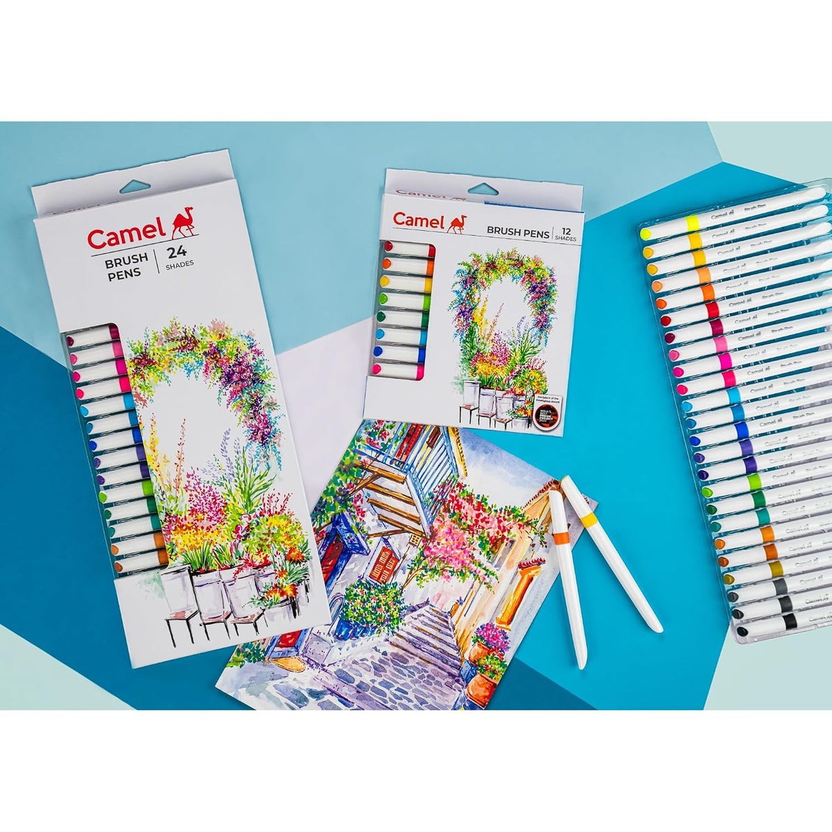 Camel Camlin Brush Pen 12 Shades, Bold - Assorted