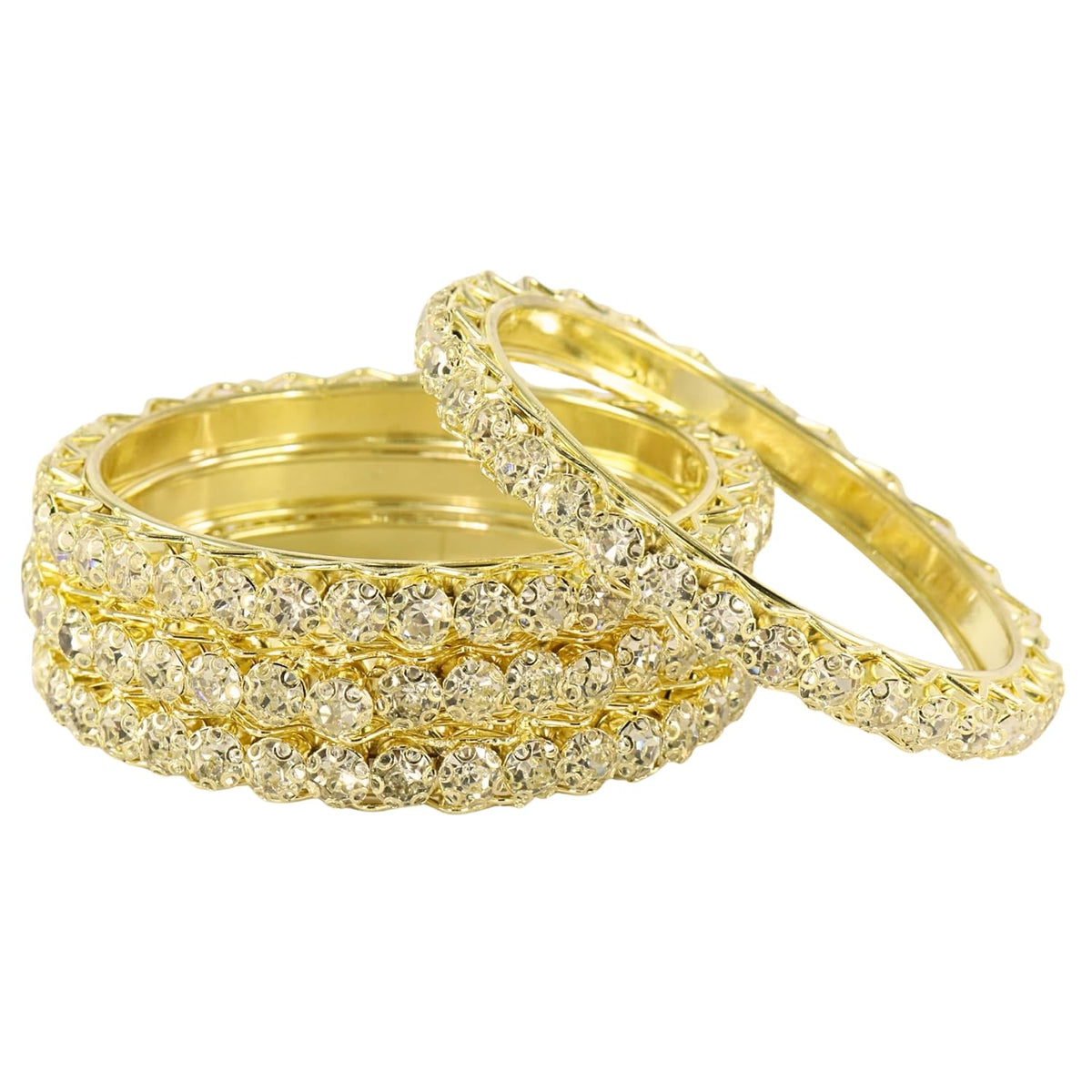 NMII Premium Alloy Metal Kada Set with Shiny Diamond Stone For Women & Girls | Fancy Latest Women's Kangan Stylish | Beautiful Girl's Bangles For Wedding, Party, Daily, Gift - Set Of 4