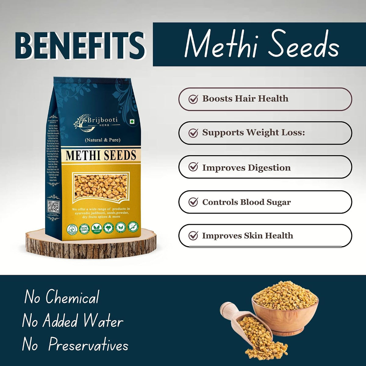 BrijBooti Birju Mahavir Methi Dana Seed 800 Gram | Methi seeds fenugreek | Fenugreek Seeds | Whole Methi Dana Seeds | Indian Spices