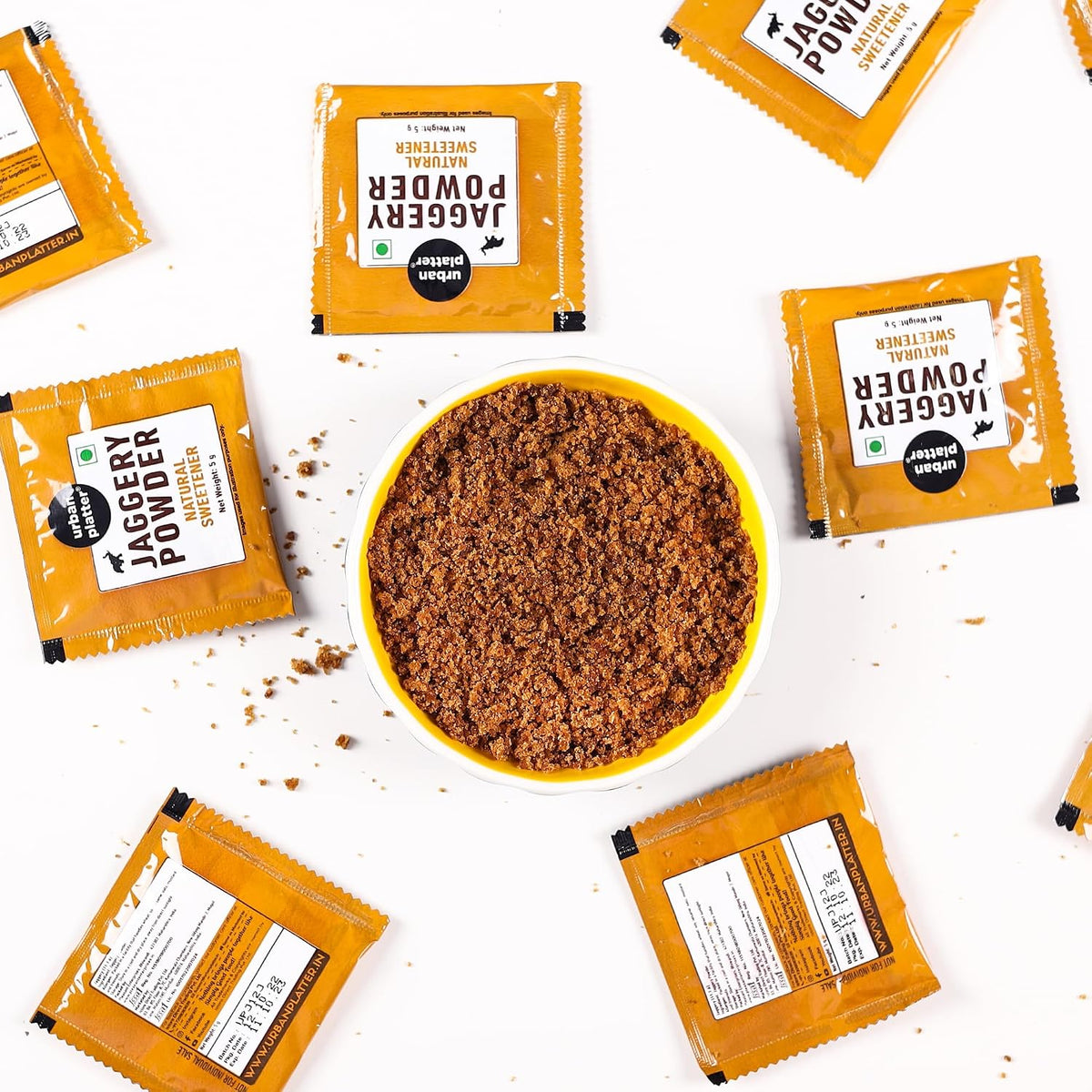Urban Platter Jaggery Powder Sachets, 1Kg / 35.2oz [200 Sachets, 5 Grams Each]