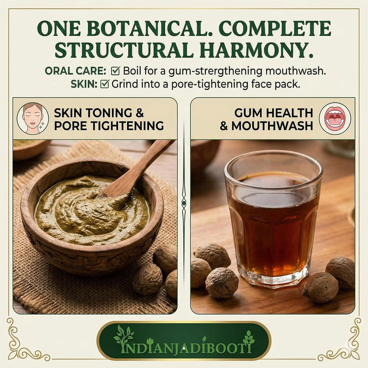 IndianJadiBooti Majuphal Whole (Oak Galls/Quercus Infectoria) – Pure Natural Astringent for Oral Health & Skin Toning – Helps Maintain Gum Strength & Intimate Wellness – 250 Grams Pack