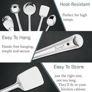Parage 5 Pieces Stainless Steel Kitchen Tools Set for Kitchen Cooking and Serving, Pack of 5, Ladle(Karchhi), Skimmer(Jhara), Turner/Spatula (Palta), Basting and Rice Spoon, Silver