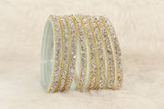 NMII Glass Bangles Set For Girls and Women Studded Zircon Gemstone and Beads I women bangles I (Pack of 8)