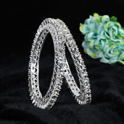 NMII Designer Metal Zircon Diamond Stone Bangles Kada Set For Girls & Women | Latest Women's Bangles | Trendy Kada For Women | Metal Bangles | Bangles For Wedding, Party, Festive- Set of 2