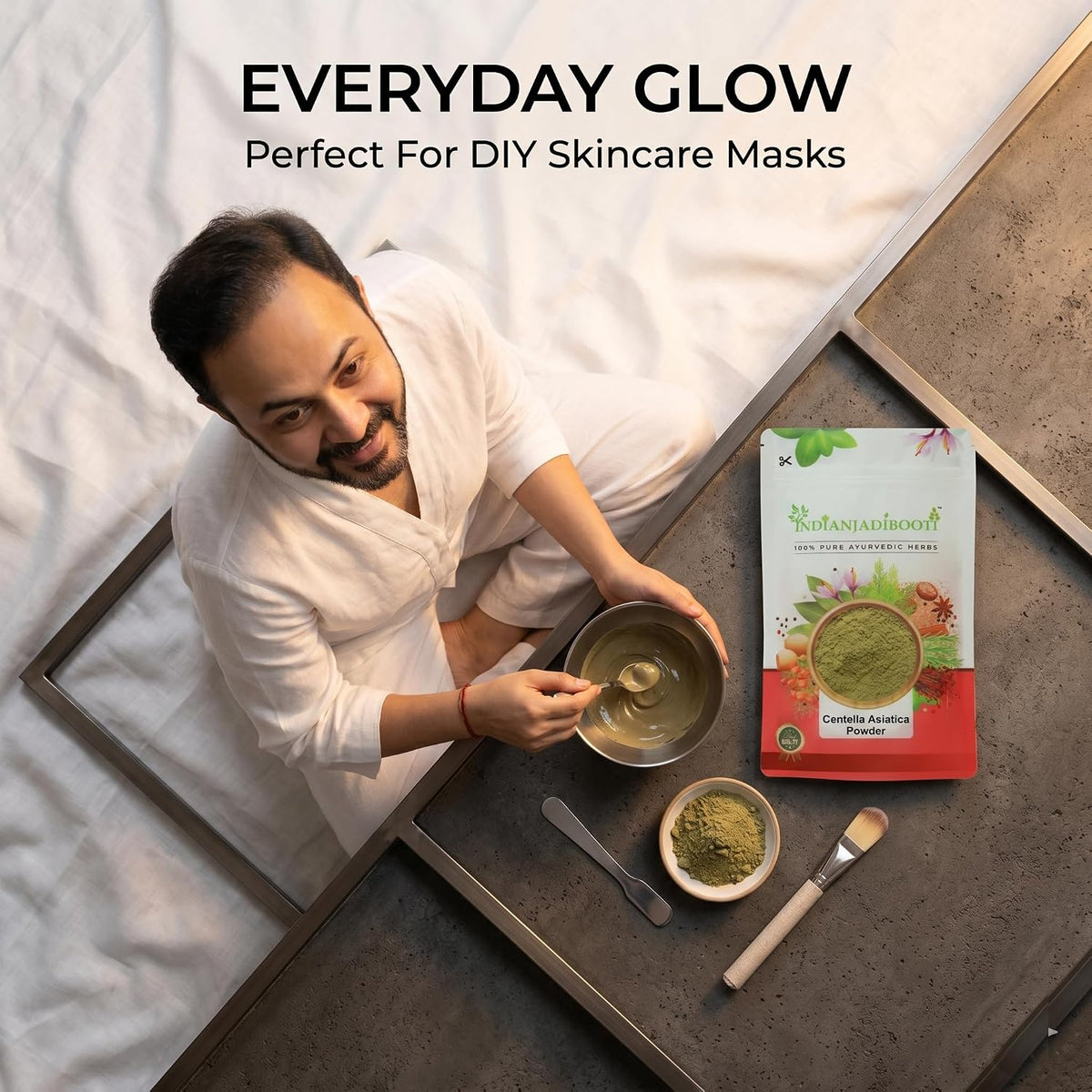 IndianJadiBooti Pure Centella Asiatica Powder (Gotu Kola) | Raw Mandukaparni Herb for DIY Cica Face Mask, Skin Elasticity & Cognitive Wellness | Skin Treatment Mask for Skincare & Hair Care (50g)
