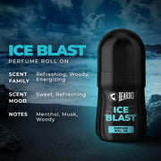 Beardo Ice Blast Body Wash 200ml , Ice Blast Perfume Roll On 50ml & Ice Blast Face Wash 100ml | Refreshing Menthol Cooling Instant Icy Cool Freshness Body Wash ,Roll on & Facewash | Summer Kit for Men | Set of 3