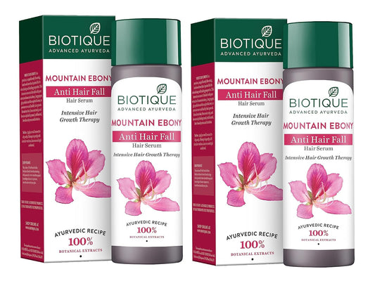 Biotique Bio Mountain Ebony Vitalizing Serum | Prevents Hair Fall & Soothes Scalp| Promotes Hair Growth | 100% Botanical Extracts | Suitable for All Skin Types | 120ml (Pack of 2)