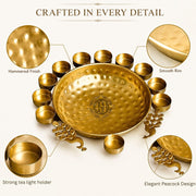 DSH Urli Bowl Handcrafted Bowl for Flowers and T- Light Candles Table Decor Diwali Home Decor Decoration. (Peacock Urli).