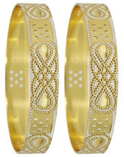 NMII Brass Gold Plated Bangles Set For Women's & Girls (Pack of 2)