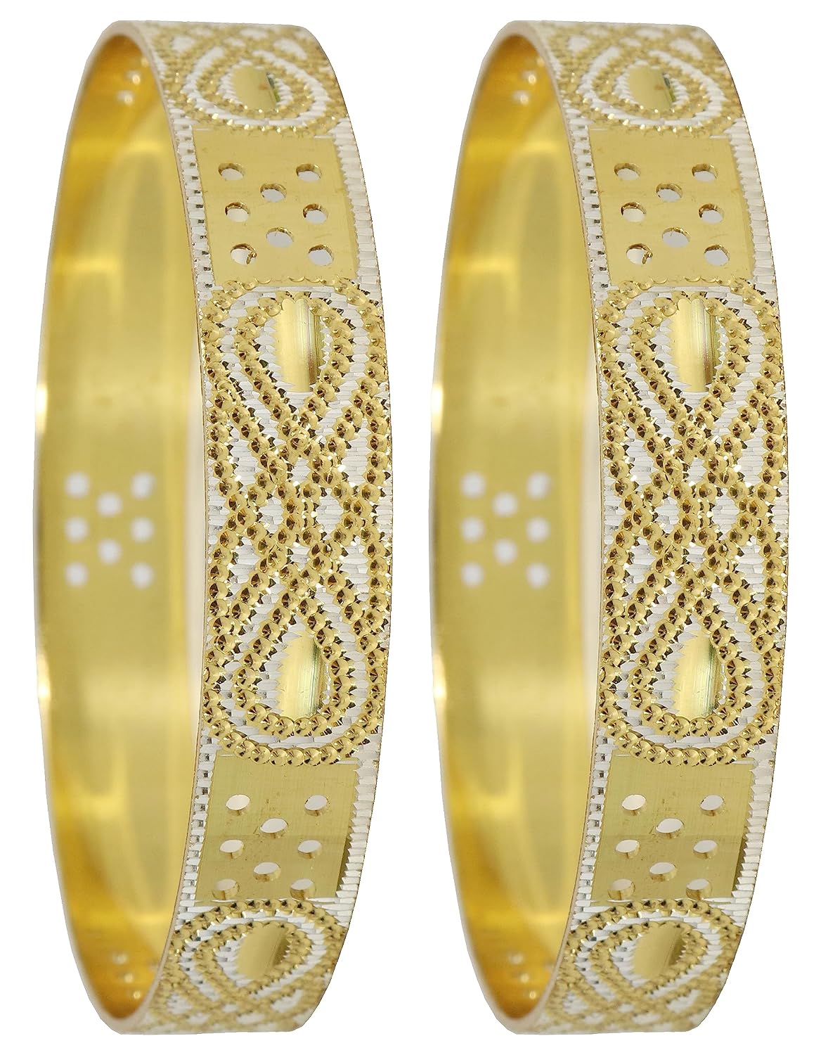 NMII Brass Gold Plated Bangles Set For Women's & Girls (Pack of 2)