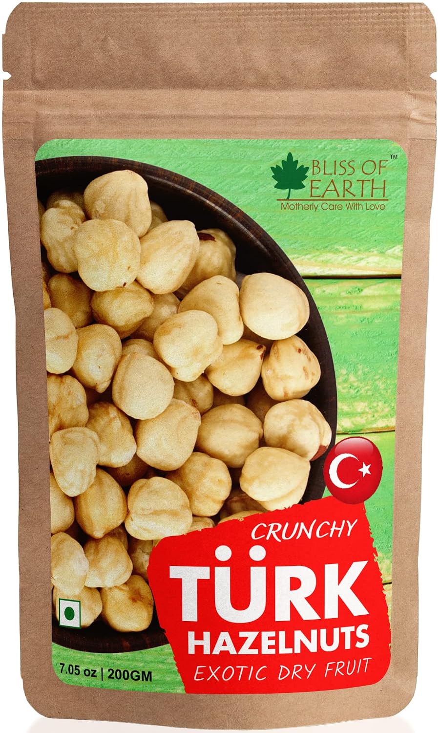 Bliss of Earth 200gm Turkish Hazelnuts, Raw & Dehulled, Healthy & Tasty