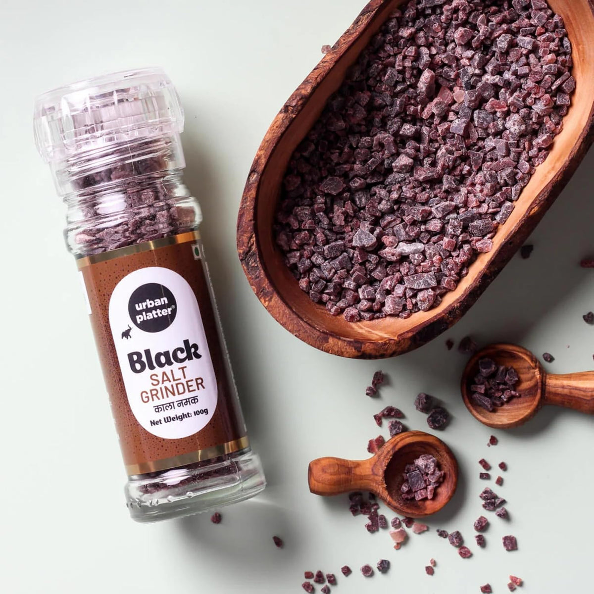 Urban Platter Black Rock Salt Grinder, 100g (Sendha Namak | Easy to Grind | Free from Micro-Plastics | Pure & Natural | Rich in Natural Minerals)