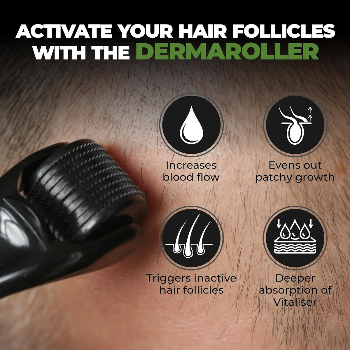 Beardo Rosemary Essential Oil, 15 ml & Derma Roller For Hair Growth 0.5 mm with 540 Chromium Needles | for Hair Growth, Hair fall and Regrowth | Skin Nourishment | 100% Natural | Aroma Oil